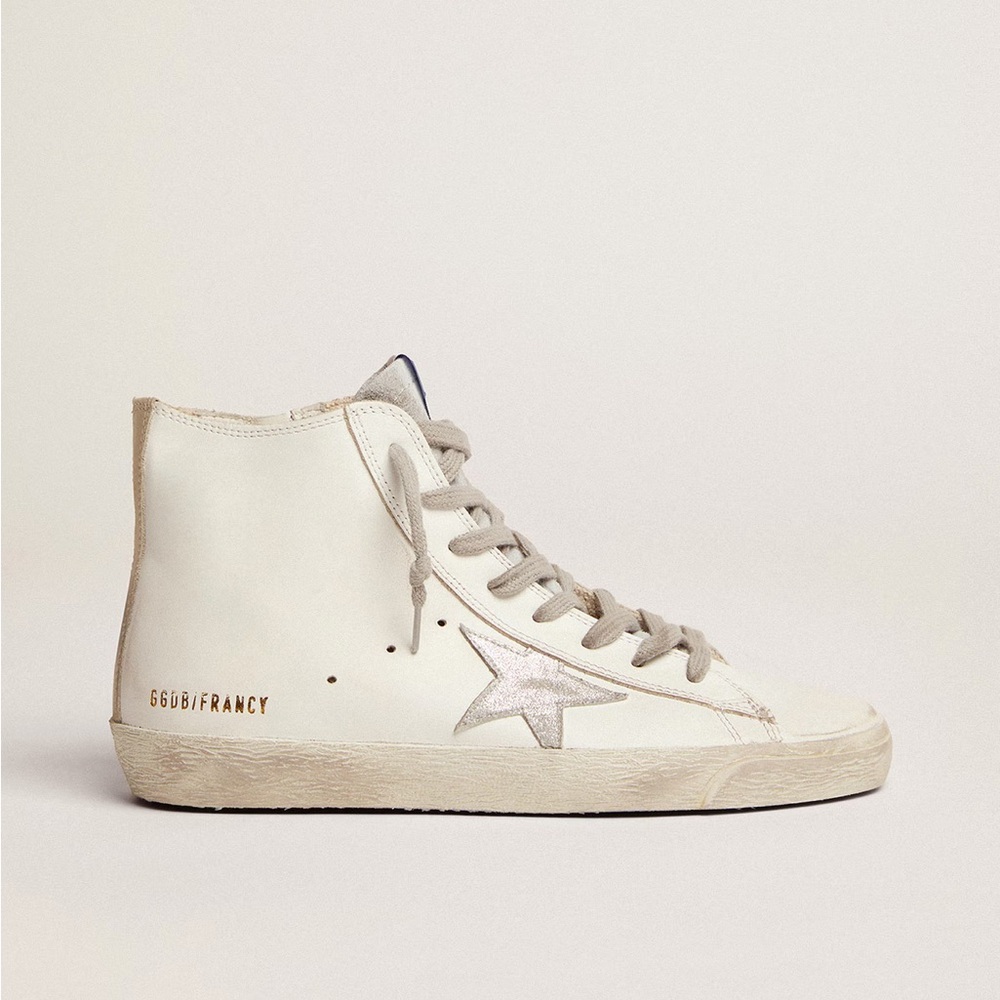 Golden Goose White and Silver High-Top Sneakers - wore once